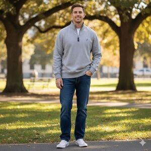 NWT Nautica Sweater Men’s Gray Long Sleeve 1/4 Zip Mock Neck Pullover Size XXL